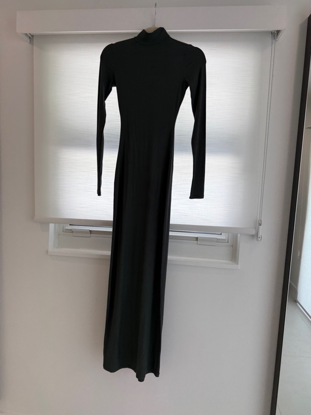 SKIMS Black Long-Sleeve Maxi Turtleneck Dress